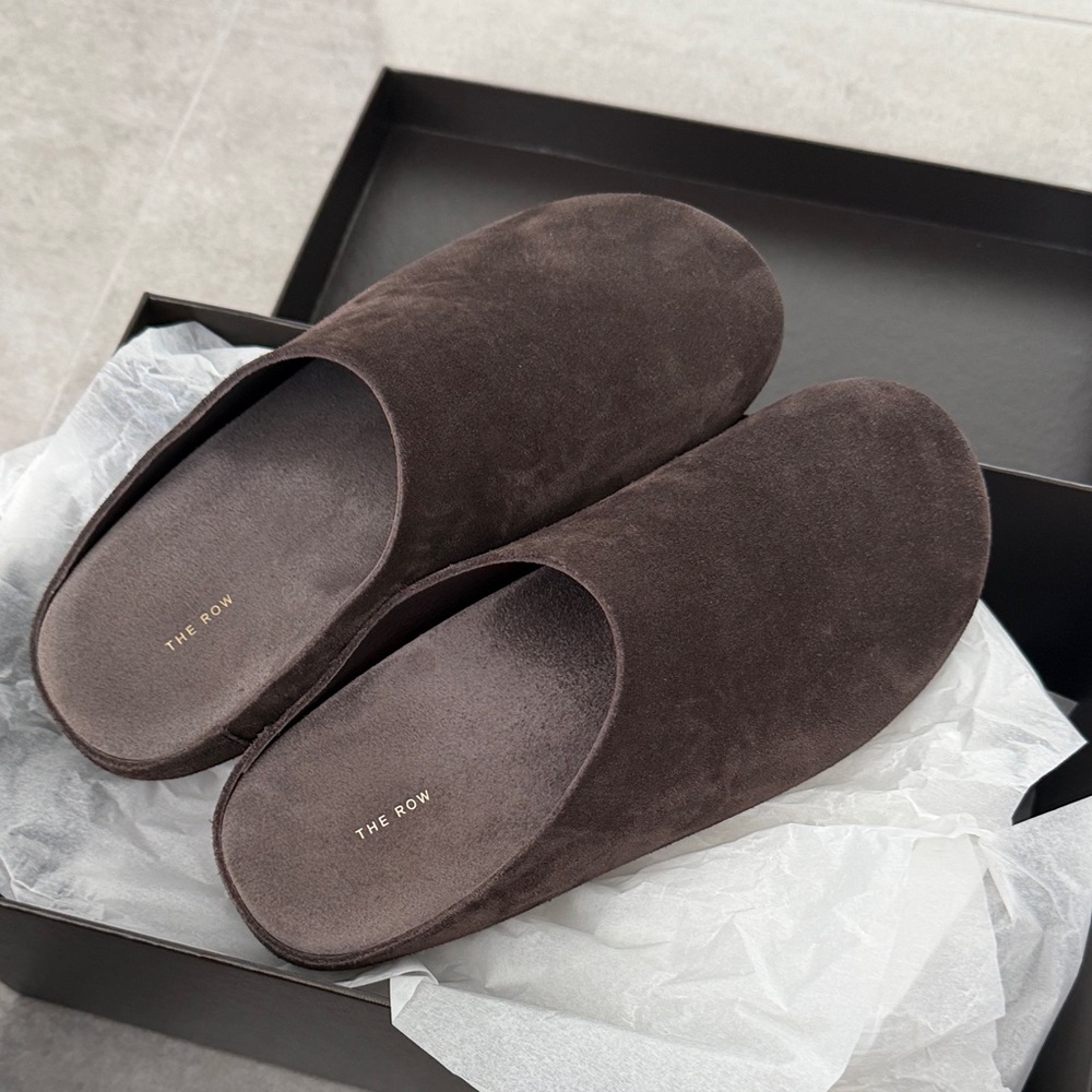 The Row Women's Dark Brown Hudson Slides